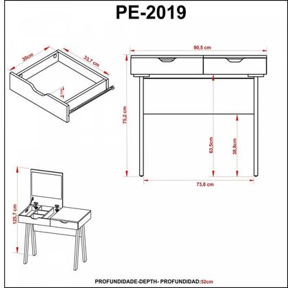 Imagem de Penteadeira com Espelho 1 Gaveta Espresso Móveis Branco