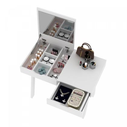 Imagem de Penteadeira com Espelho 1 Gaveta Espresso Móveis Branco