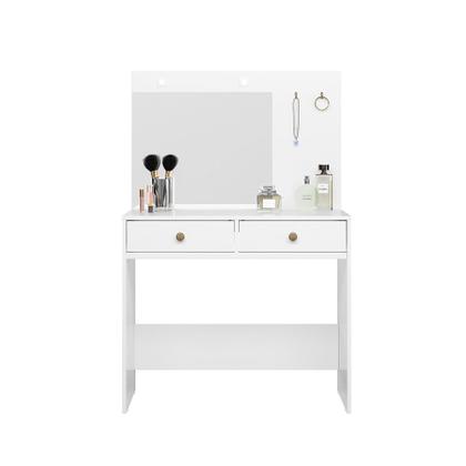 Imagem de Penteadeira Com Espelho Camarim Led 2 Gavetas Ideal Cor Branco