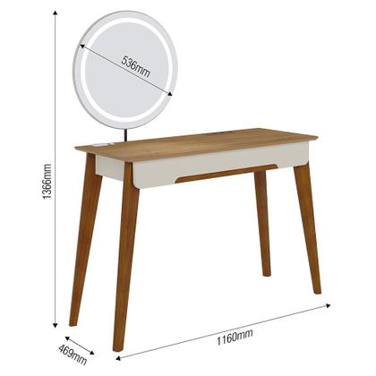 Imagem de Penteadeira com Espelho e LED Jazz 1 GV Off White e Nature