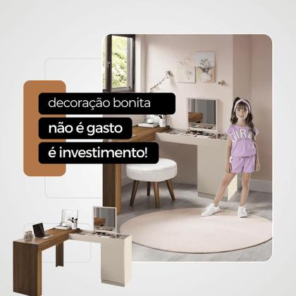 Imagem de Penteadeira de Canto com Escrivaninha Estrela com Espelho e Divisórias - EdeCasaMoveis