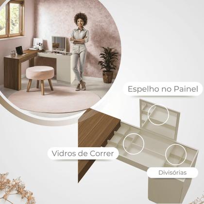 Imagem de Penteadeira de Canto com Escrivaninha Estrela com Espelho e Divisórias - EdeCasaMoveis