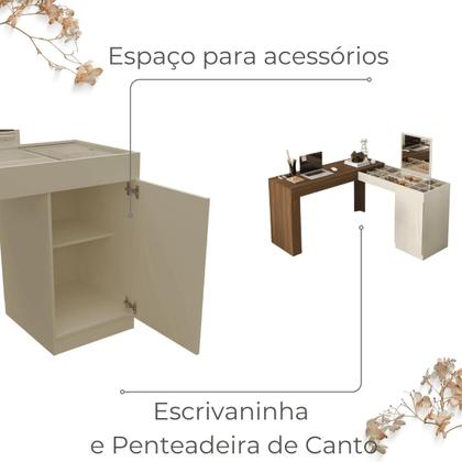 Imagem de Penteadeira de Canto com Escrivaninha Estrela com Espelho e Divisórias - EdeCasaMoveis