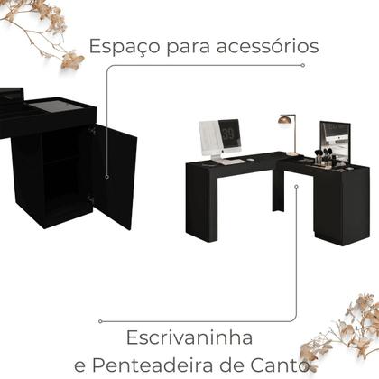 Imagem de Penteadeira de Canto com Escrivaninha Estrela com Espelho e Divisórias - EdeCasaMoveis