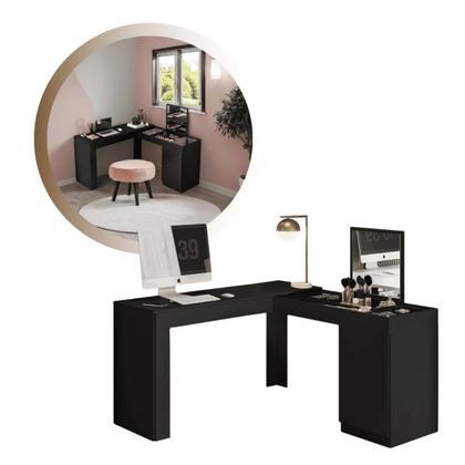 Imagem de Penteadeira de Canto com Escrivaninha Estrela com Espelho e Divisórias - EdeCasaMoveis