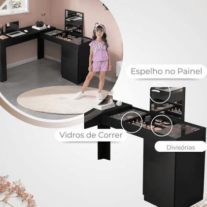 Imagem de Penteadeira de Canto com Escrivaninha Estrela com Espelho e Divisórias - EdeCasaMoveis