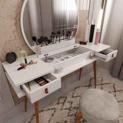 Imagem de Penteadeira Diana Com 2 Gavetas Porta de Vidro e Nichos