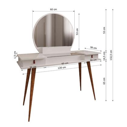 Imagem de Penteadeira Diana Com 2 Gavetas Porta de Vidro e Nichos
