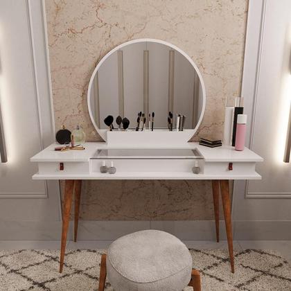 Imagem de Penteadeira Diana Com 2 Gavetas Porta de Vidro e Nichos