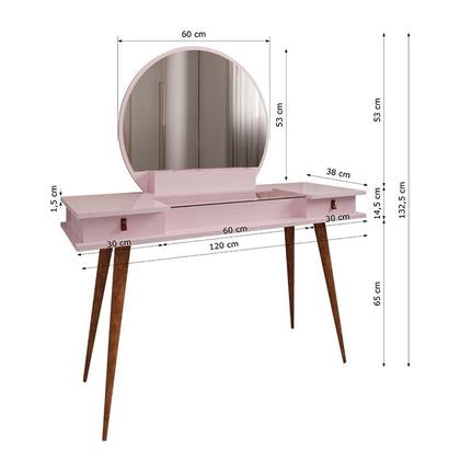 Imagem de Penteadeira Diana Com 2 Gavetas Porta de Vidro e Nichos