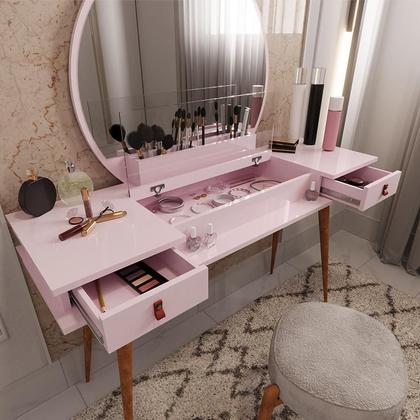 Imagem de Penteadeira Diana Com 2 Gavetas Porta de Vidro e Nichos