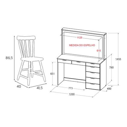 Imagem de Penteadeira Ditália 7 Gavetas com Cadeira PE-50 Cozy