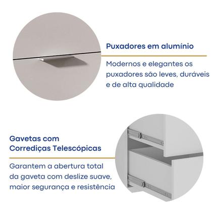 Imagem de Penteadeira Escrivaninha em L com Espelho Led 5 Gavetas 6 Nichos