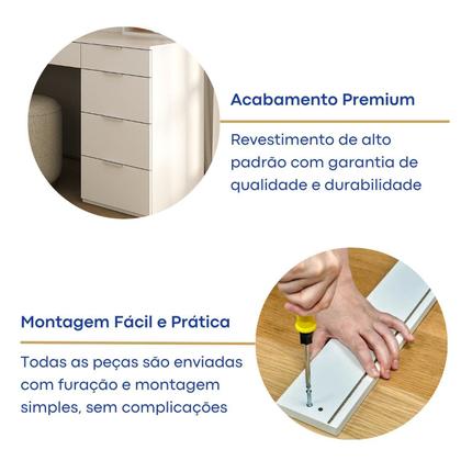 Imagem de Penteadeira Escrivaninha em L com Espelho Led 5 Gavetas 6 Nichos