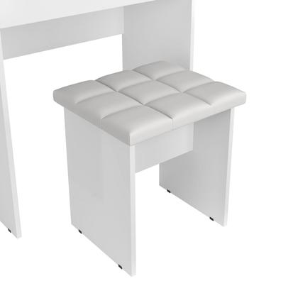 Imagem de Penteadeira Escrivaninha Mesa Camarim Com Espelho e Gaveta e  Banqueta Branca