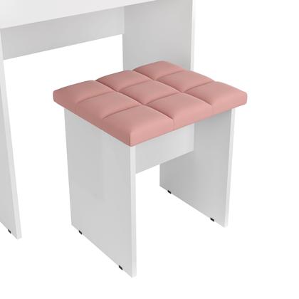 Imagem de Penteadeira Escrivaninha Mesa Camarim Com Espelho e Gaveta e Banqueta Rosa Pek Móveis