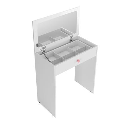 Imagem de Penteadeira Escrivaninha Mesa Camarim Com Espelho e Gaveta e Banqueta Rosa Pek Móveis