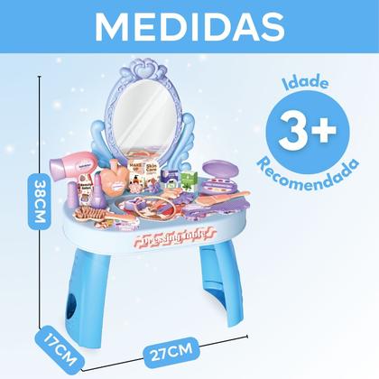Imagem de Penteadeira Infantil com Acessórios Maquiagem Brinquedo Beleza