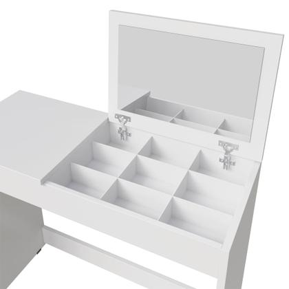 Imagem de Penteadeira Infantil Para Menina com Espelho e Porta Joias Paris Branco Para Quarto Estudos Oliart