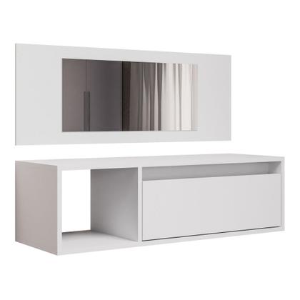 Imagem de Penteadeira Mesa de Maquiagem Eva Suspensa 01 Porta com Espelho Branco - Abmaza