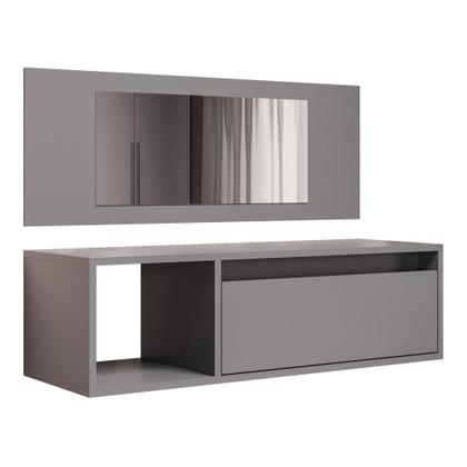 Imagem de Penteadeira Mesa de Maquiagem Eva Suspensa 01 Porta com Espelho Grafite - Abmaza