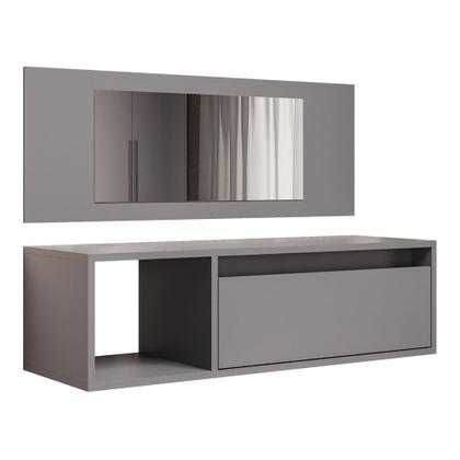 Imagem de Penteadeira Mesa de Maquiagem Eva Suspensa 01 Porta com Espelho Grafite - Desk Design