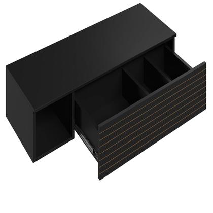 Imagem de Penteadeira Mesa de Maquiagem Joy Suspensa 01 Gaveta com Espelho Preto - Abmaza