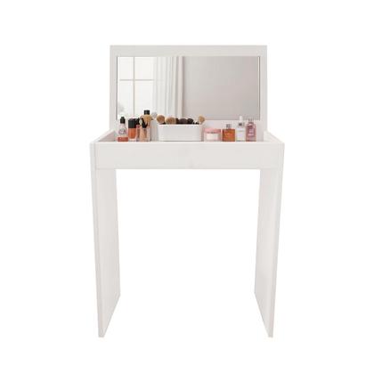 Imagem de Penteadeira Mesa Maquiagem Quarto Camarim Branco Com Espelho
