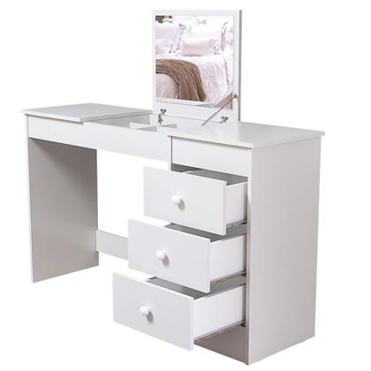 Imagem de Penteadeira Multifuncional Com Espelho e 3 Gavetas Escrivaninha Compacta Moderna