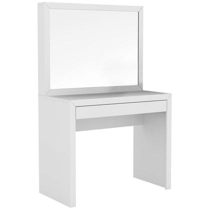 Imagem de Penteadeira Quarto com Espelho 1 Gaveta e Puff Baú MDP Branca Tecnomobili