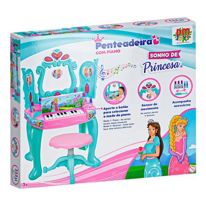 Imagem de Penteadeira Sonho De Princesa Brinquedo 2 Em 1 Com Piano E Acessórios Dm Toys