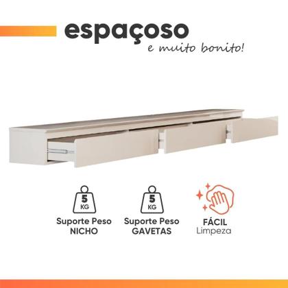 Imagem de Penteadeira Suspensa 3 Gavetas 1,80m Aspen Off White EDN