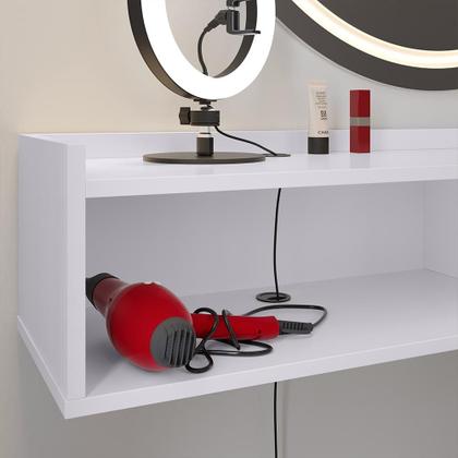 Imagem de Penteadeira Suspensa Camarim Decor Porta Maquiagem Nicho Multifuncional Quarto Pequeno Retrô - Branco - RPM