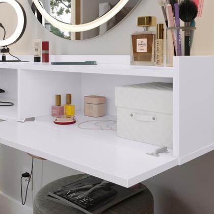 Imagem de Penteadeira Suspensa Camarim Decor Porta Maquiagem Nicho Multifuncional Quarto Pequeno Retrô - Branco - RPM