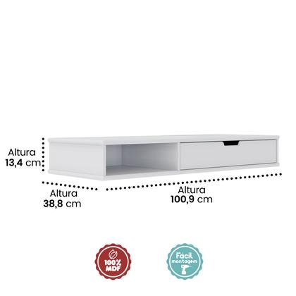 Imagem de Penteadeira Suspensa Camarim Escrivaninha Mesa Bancada Cantinho Maquiagem Porta Nicho Decoração Quarto