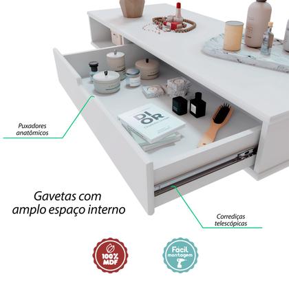 Imagem de Penteadeira Suspensa Camarim Escrivaninha Mesa Bancada Cantinho Maquiagem Porta Nicho Decoração Quarto