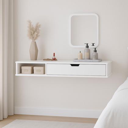 Imagem de Penteadeira Suspensa Camarim Escrivaninha Mesa Bancada Cantinho Maquiagem Porta Nicho Decoração Quarto