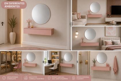 Imagem de Penteadeira Suspensa Mesa Camarim Escrivaninha Multiuso com Gaveta 100cm Cor:Rosa