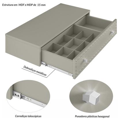 Imagem de Penteadeira Suspensa Strass Gaveta C/ Divisória e Organizador Maquiagem 80cm Off White Ac - Olivar Móveis