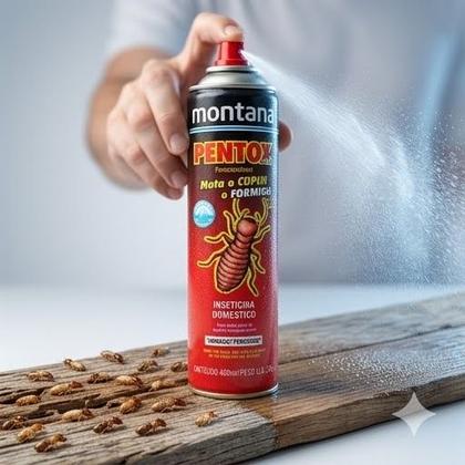 Imagem de Pentox Cupim Base Água Aerossol Incolor 400ml Montana Proteção Contra Cupins, Brocas e Formigas
