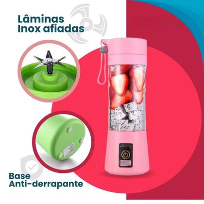 Imagem de Pequeno Triturador Portátil Usb Recarregável Para Sucos E Vitaminas Com Canudo Oficial