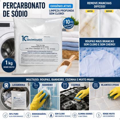 Imagem de Percarbonato de Sódio 1kg Pó Removedor de Manchas para Roupas e Lar