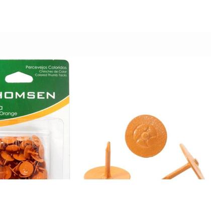 Imagem de Percevejo Thomsen Laranja Cartela Com 50 Pecas Pc-026