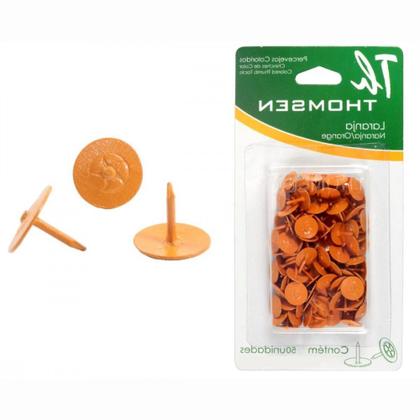Imagem de Percevejo Thomsen Laranja Cartela Com 50 Pecas Pc-026