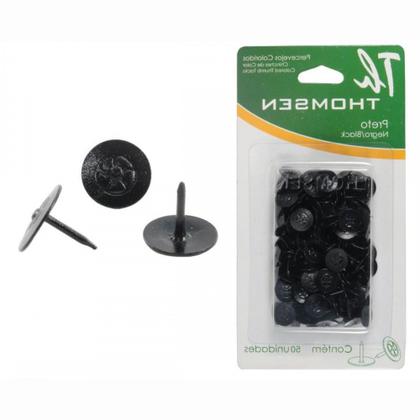 Imagem de Percevejo Thomsen Preto Cartela Com 50 Pecas Pc-027