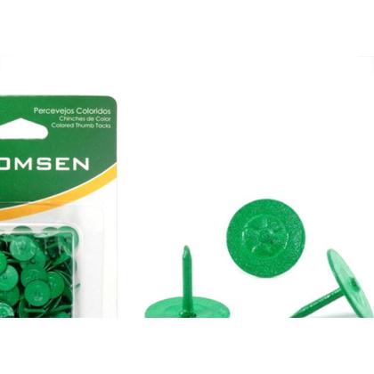 Imagem de Percevejo Thomsen Verde Cartela Com 50 Pecas Pc-023