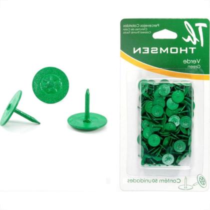 Imagem de Percevejo Thomsen Verde Cartela Com 50 Pecas Pc-023