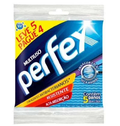Imagem de Perfex Azul Ypê Com 5 Unidades Panos de Limpeza Duráveis