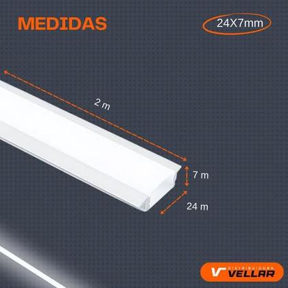 Imagem de Perfil De Led Embutir 24mm Slim 2m De Aluminio Para Gesso Branco