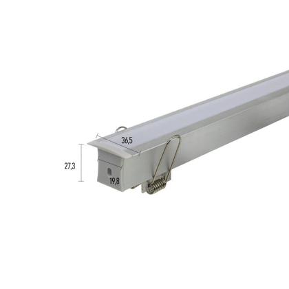 Imagem de Perfil Embutir 36x27mm Alumínio Para Fita LED 2 Metros